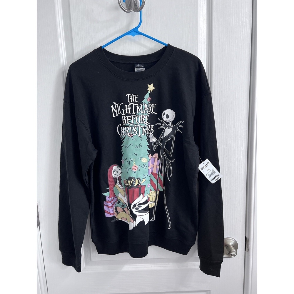 Disney Nightmare Before Christmas Jack Sally Zero Black Sweatshirt Large NWT